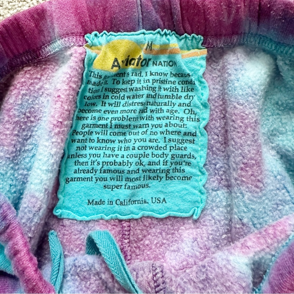 Aviator Nation Hand Tie Dye Sweatpants Turquoise Magenta Sz M - Picture 3 of 5